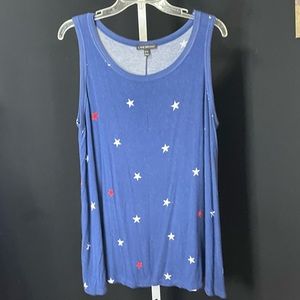 14/16 Lane Bryant Blue Flowy tank with red & white stars Super comfy & stretchy